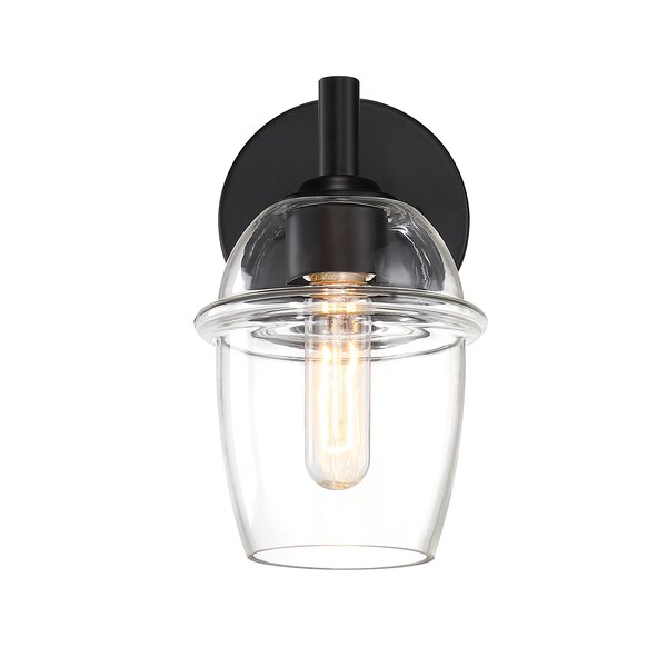 Designers Fountain Summer Jazz 5.5 in. 1-Light Matte Black Wall Sconce Light with Clear Glass Shade for Bathrooms D310M-WS-MB - main
